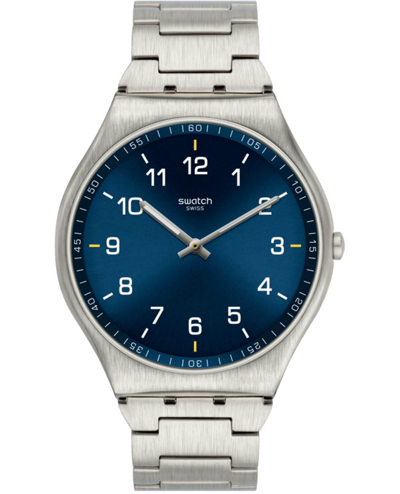 Swatch Swatch Skin Irony 42 SS07S106G  SS07S106G кварцевые мужские часы синий циферблат, браслет нержавеющая сталь — вид спереди