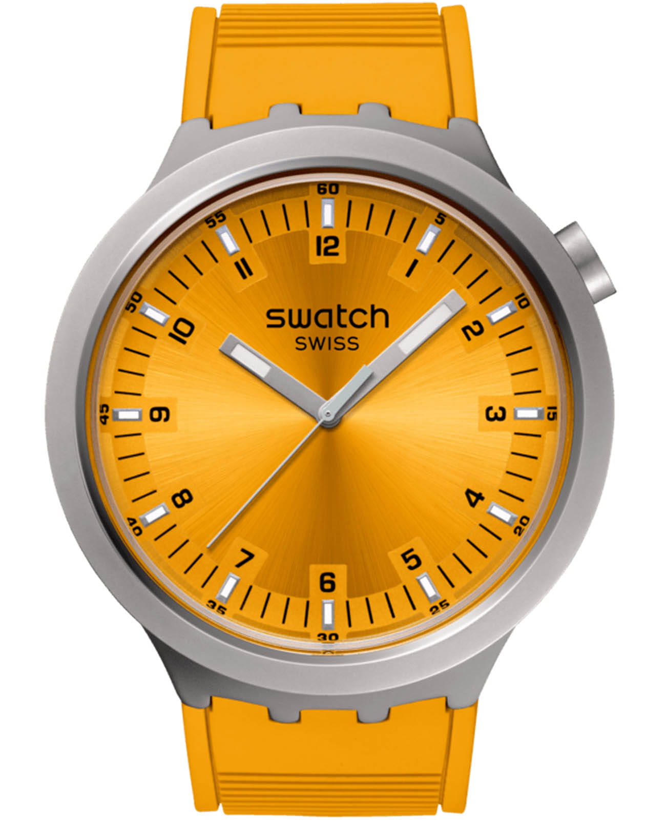 Swatch Swatch Big Bold Irony Standard SB07S103  SB07S103 кварцевые мужские часы оранжевый циферблат, браслет резина — вид спереди