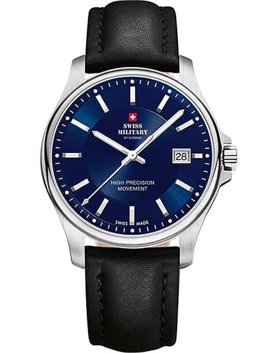 Swiss Military by Chrono Swiss Military by Chrono SM30200.12  SM30200.12 кварцевые мужские часы синий циферблат, браслет кожаный — вид спереди