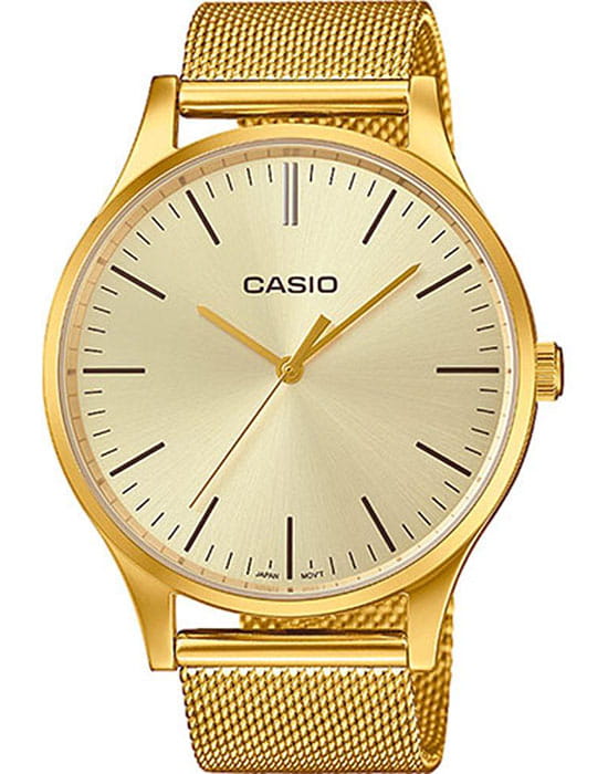 Casio Casio Collection LTP-E140G-9A Retro LTP-E140G-9A кварцевые женские часы шампань циферблат, браслет сталь с ip покрытием — вид спереди