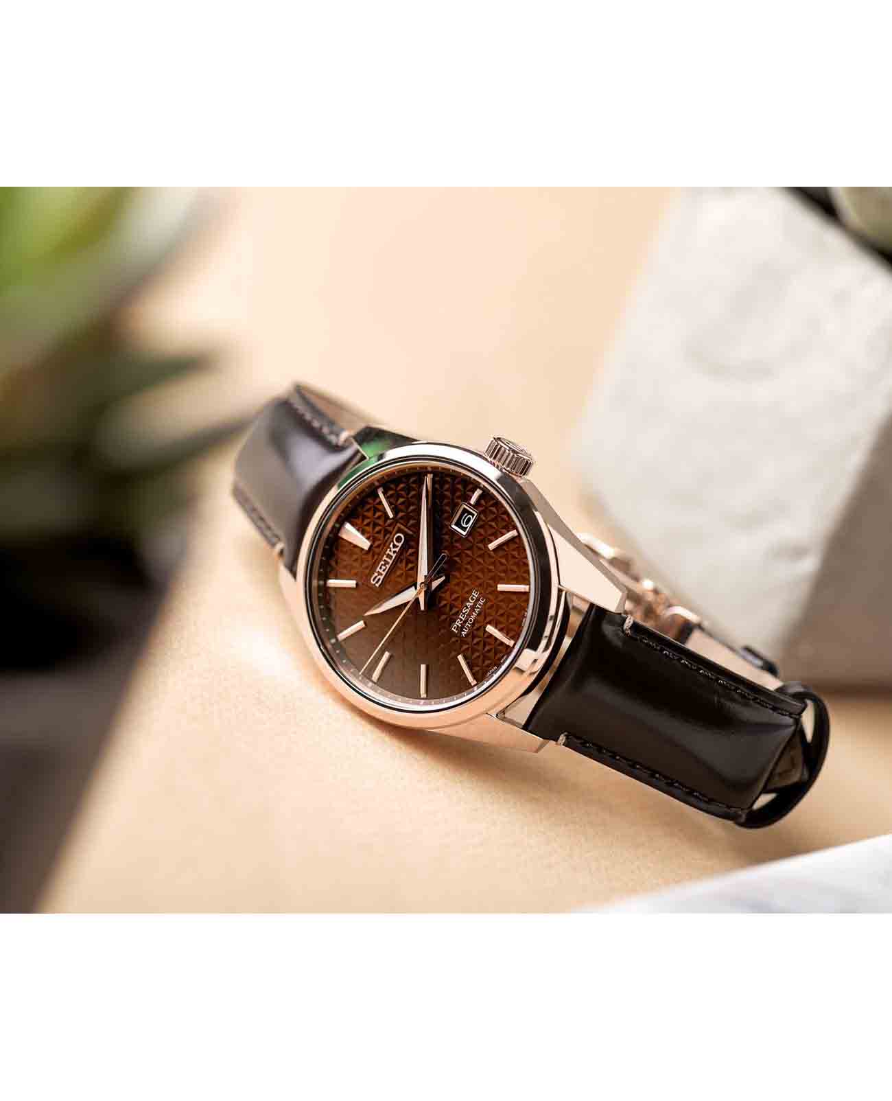 Seiko Seiko Presage Sharp Edged Series SPB170, presage япония мужские часы на браслете кожаный боковой вид