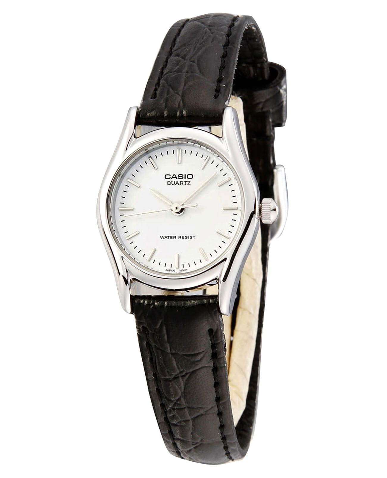 Casio Casio Collection LTP-1094E-7AR  LTP-1094E-7A кварцевые женские часы белый циферблат, браслет кожаный — вид спереди