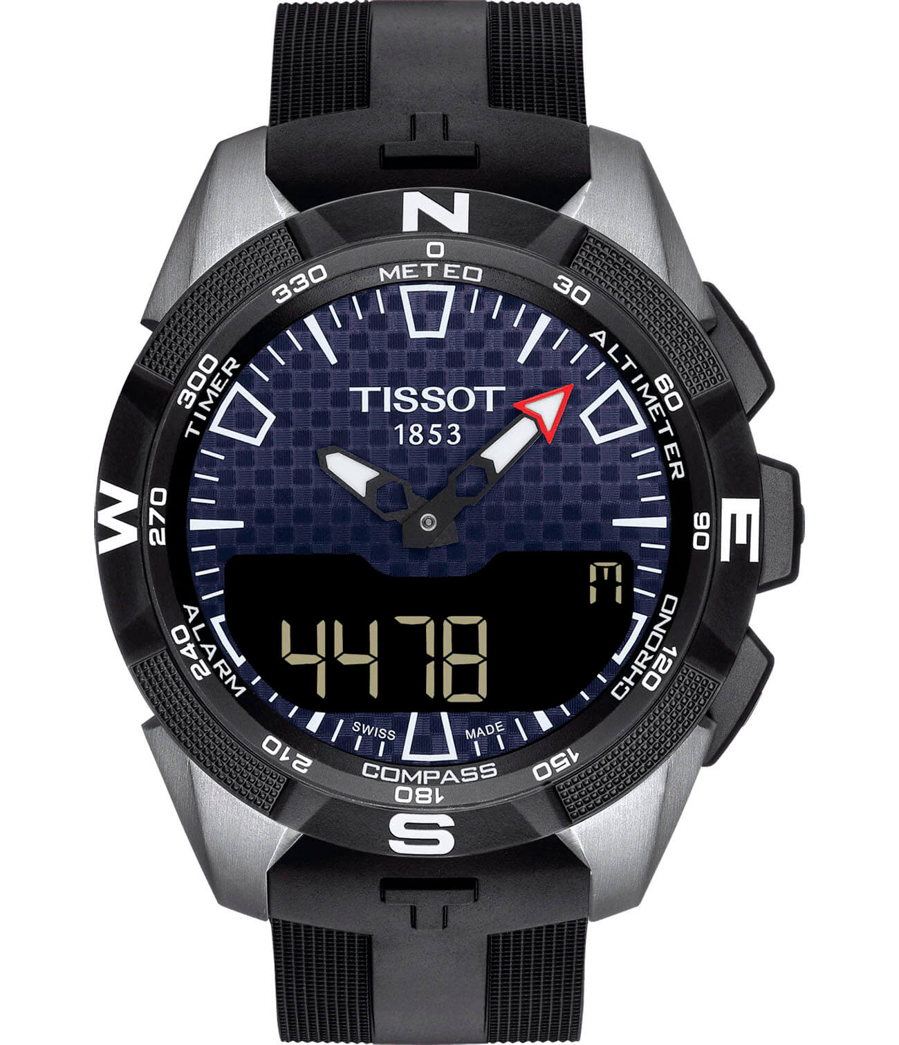 Tissot Tissot T-Touch Expert Solar II T110.420.47.051.01 T Touch T1104204705101 кварцевые мужские часы синий циферблат, браслет силикон — вид спереди