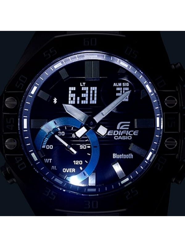 Casio Casio Edifice ECB-10P-1ADF (ECB-10P-1A), edifice япония мужские часы на браслете полимер боковой вид