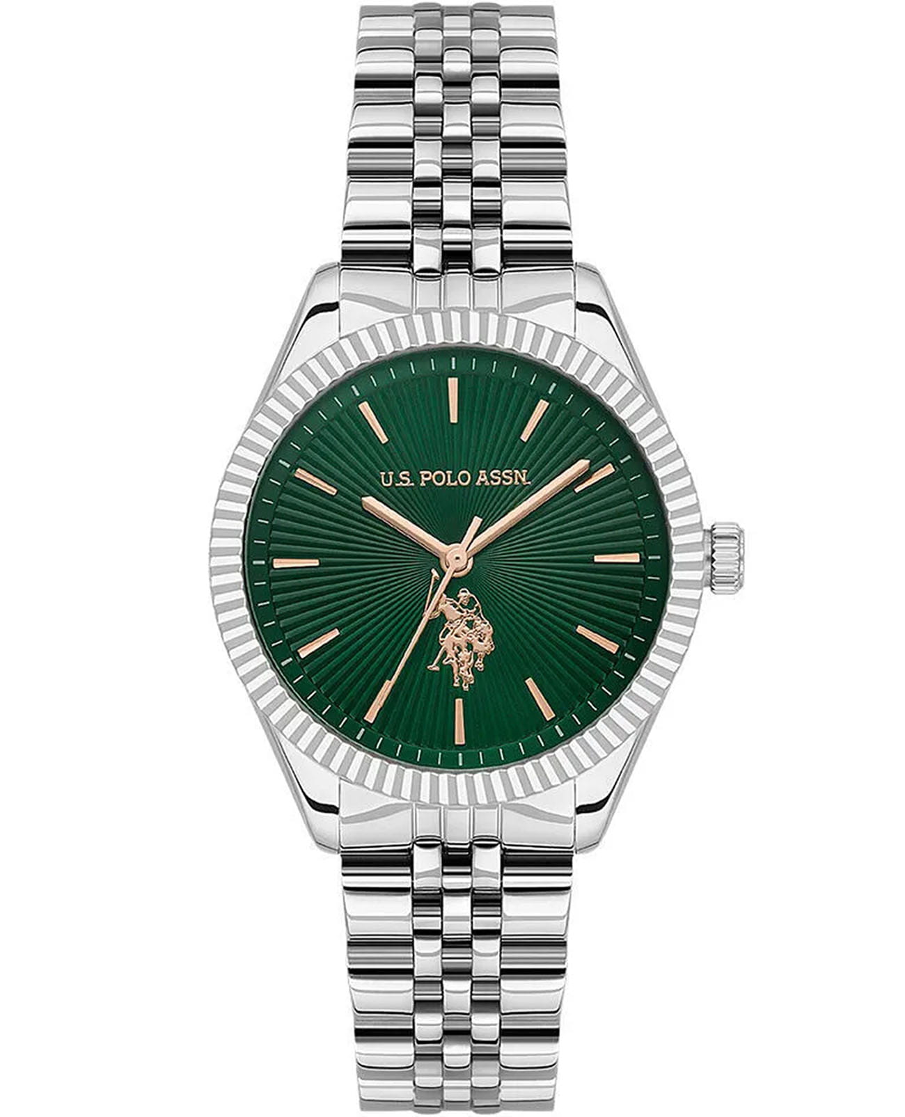 U.S. Polo Assn. U.S. Polo Assn. Stile USPA2045-09  USPA2045-09 кварцевые женские часы зеленый циферблат, браслет нержавеющая сталь — вид спереди