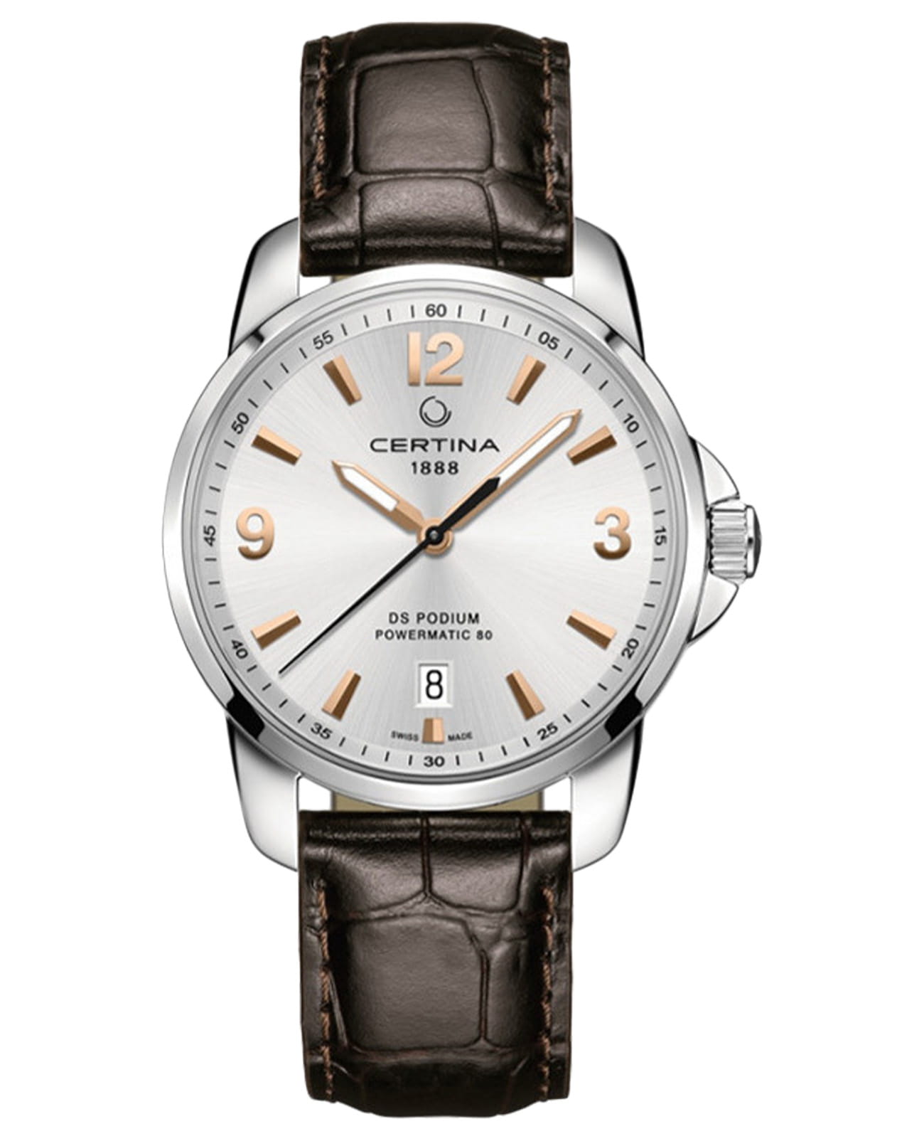 Certina Certina DS Podium C034.407.16.037.01  C0344071603701 кварцевые мужские часы белый циферблат, браслет кожаный — вид спереди