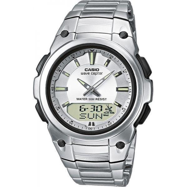 Casio CASIO WAVE CEPTOR WVA-109HDE-7A  WVA-109HDE-7A кварцевые мужские часы серый циферблат, браслет нержавеющая сталь — вид спереди