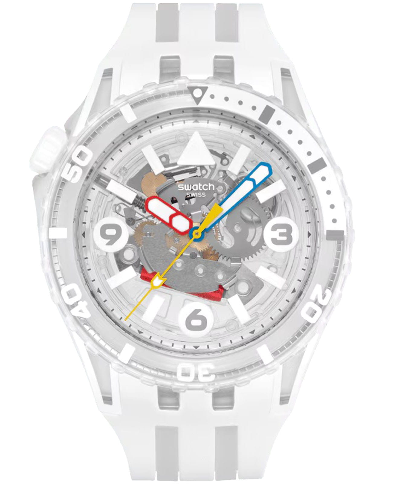 Swatch Swatch Aurelia Aurita SSCU09K100  SSCU09K100 кварцевые мужские часы белый циферблат, браслет силикон — вид спереди