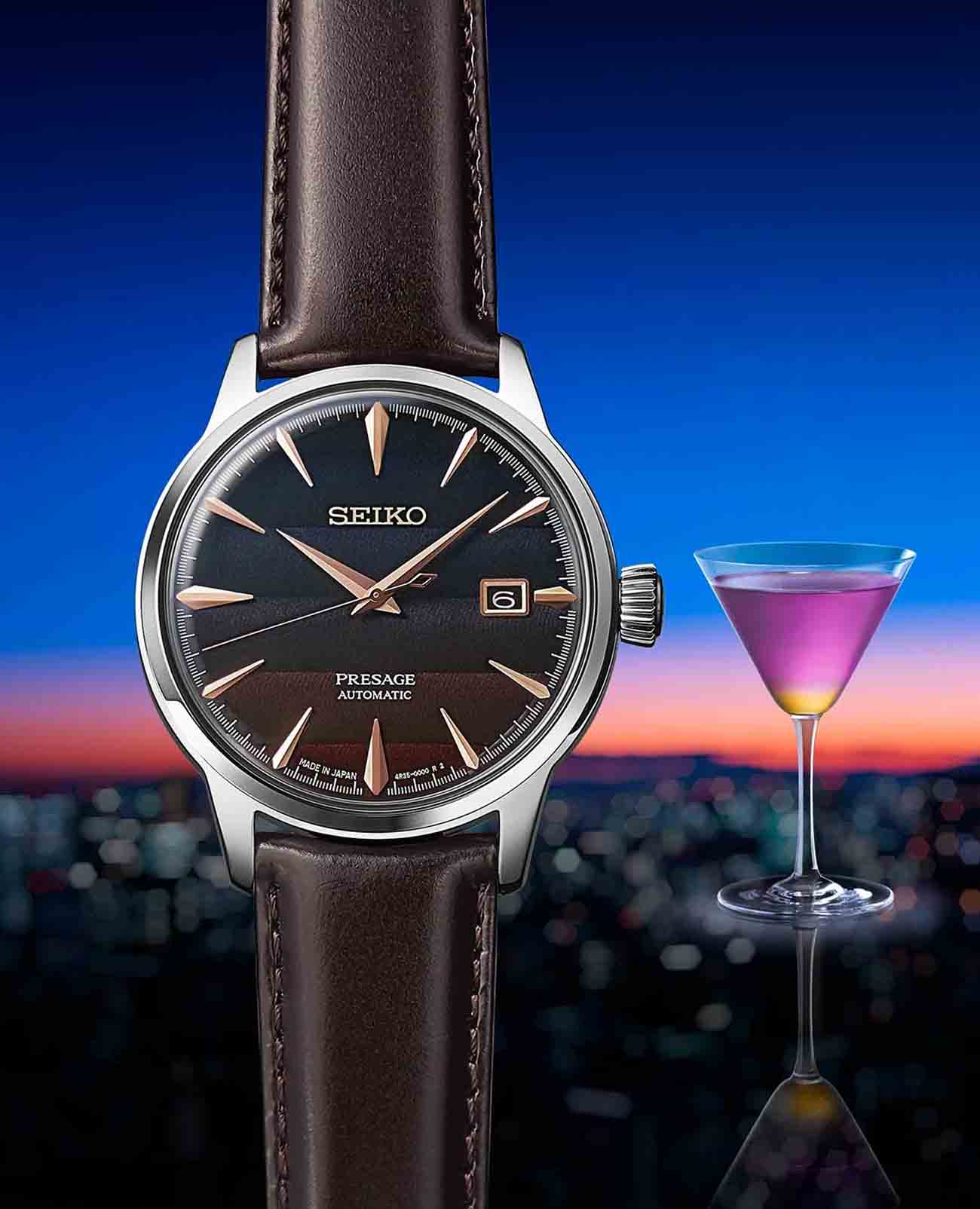 Seiko Seiko Presage Cocktail Time SRPK75J1 механические мужские часы часы крупный план антрацитовый циферблата