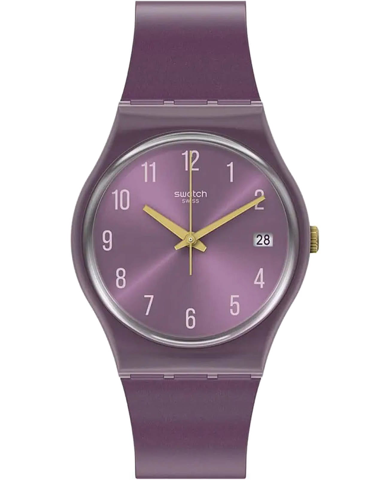 Swatch Swatch Gent Standard GV403  GV403 кварцевые мужские часы фиолетовый циферблат, браслет силикон — вид спереди