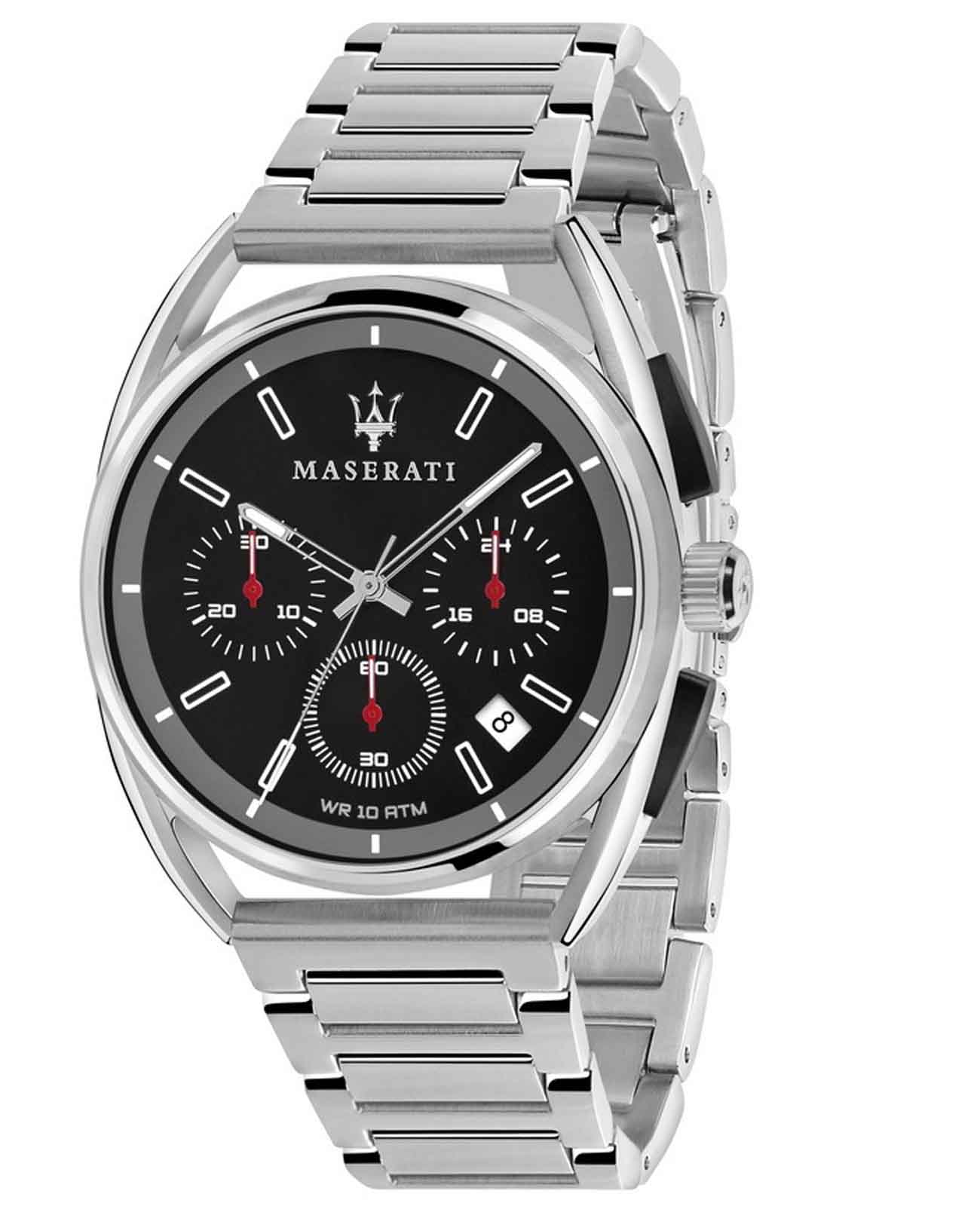 Maserati Maserati Trimarano R8873632003  R8873632003 кварцевые мужские часы черный циферблат, браслет нержавеющая сталь — вид спереди