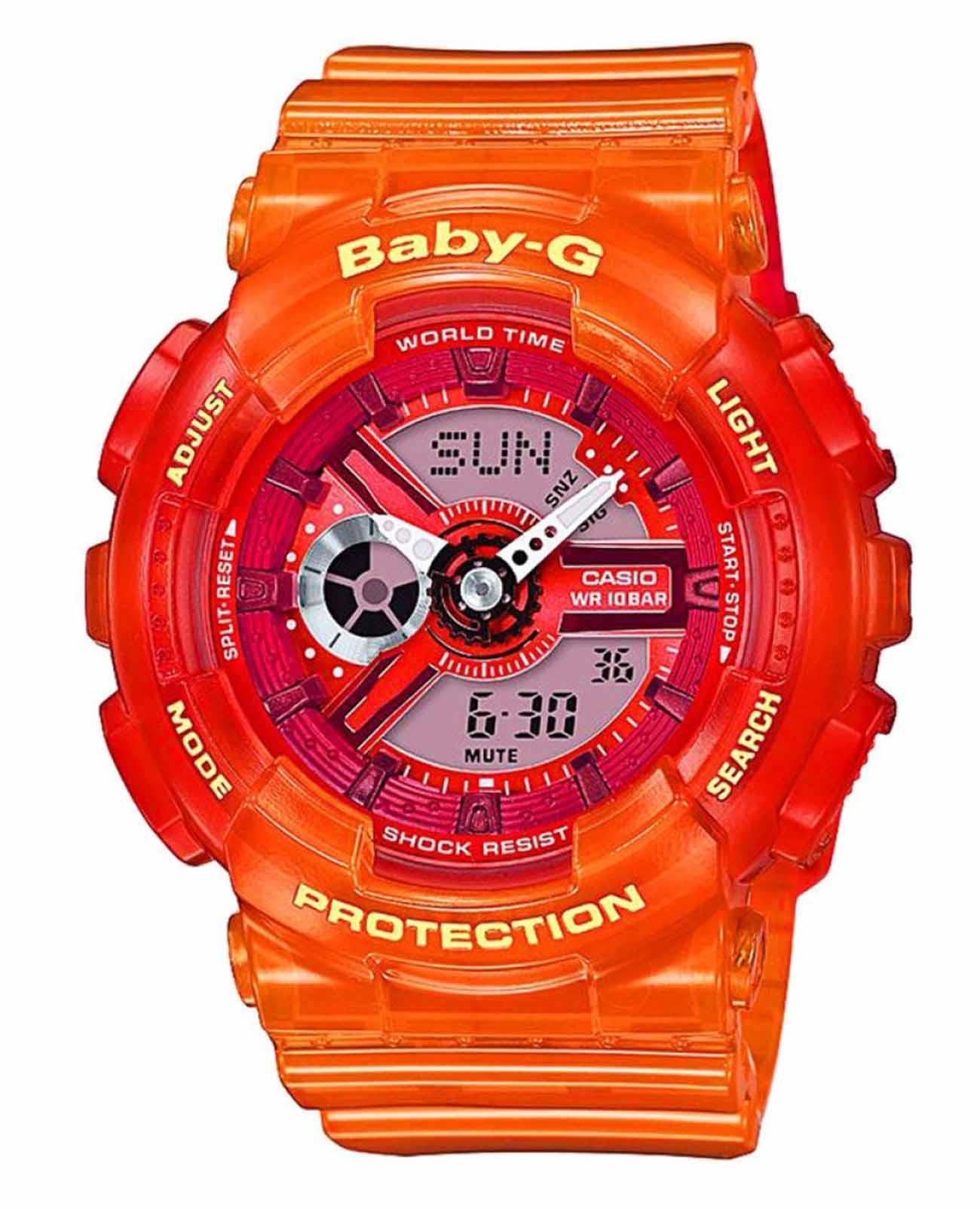 Casio Casio Baby-G BA-110JM-4A  BA-110JM-4ADR кварцевые женские часы цветной циферблат, браслет пластик — вид спереди