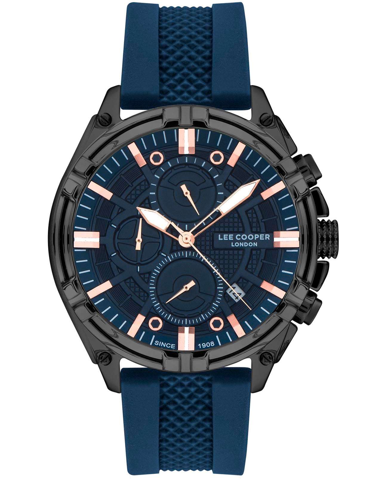 Lee Cooper Lee Cooper LC07545.699  LC07545.699 кварцевые мужские часы синий циферблат, браслет каучук — вид спереди