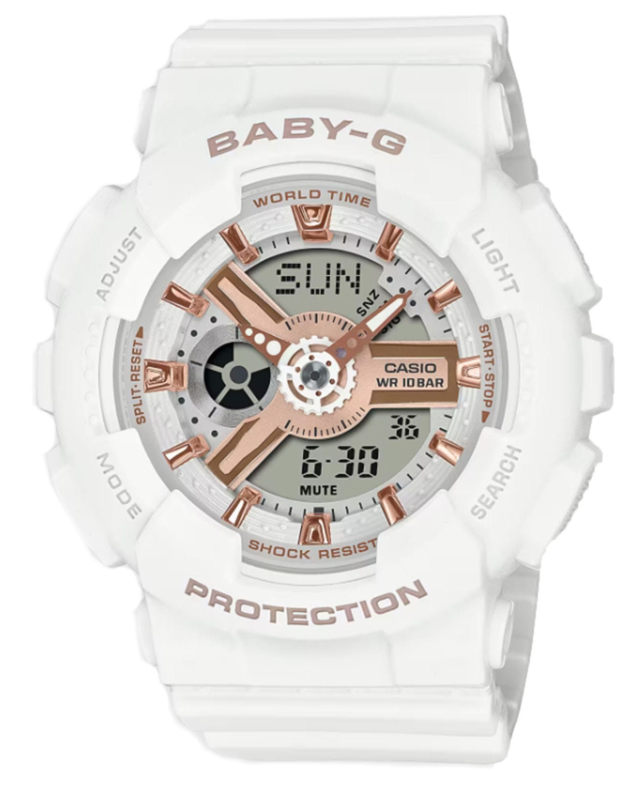 Casio Casio Baby-G BA-110XRG-7ADR (BA-110XRG-7A)  BA-110XRG-7A кварцевые женские часы  циферблат, браслет пластик — вид спереди