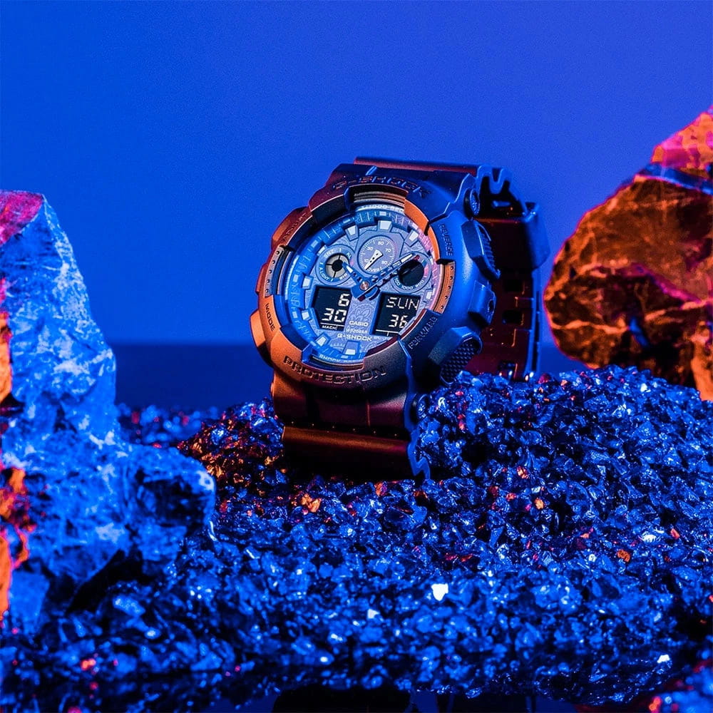 Casio GA-100BP-1A мужские часы застежка крупным планом