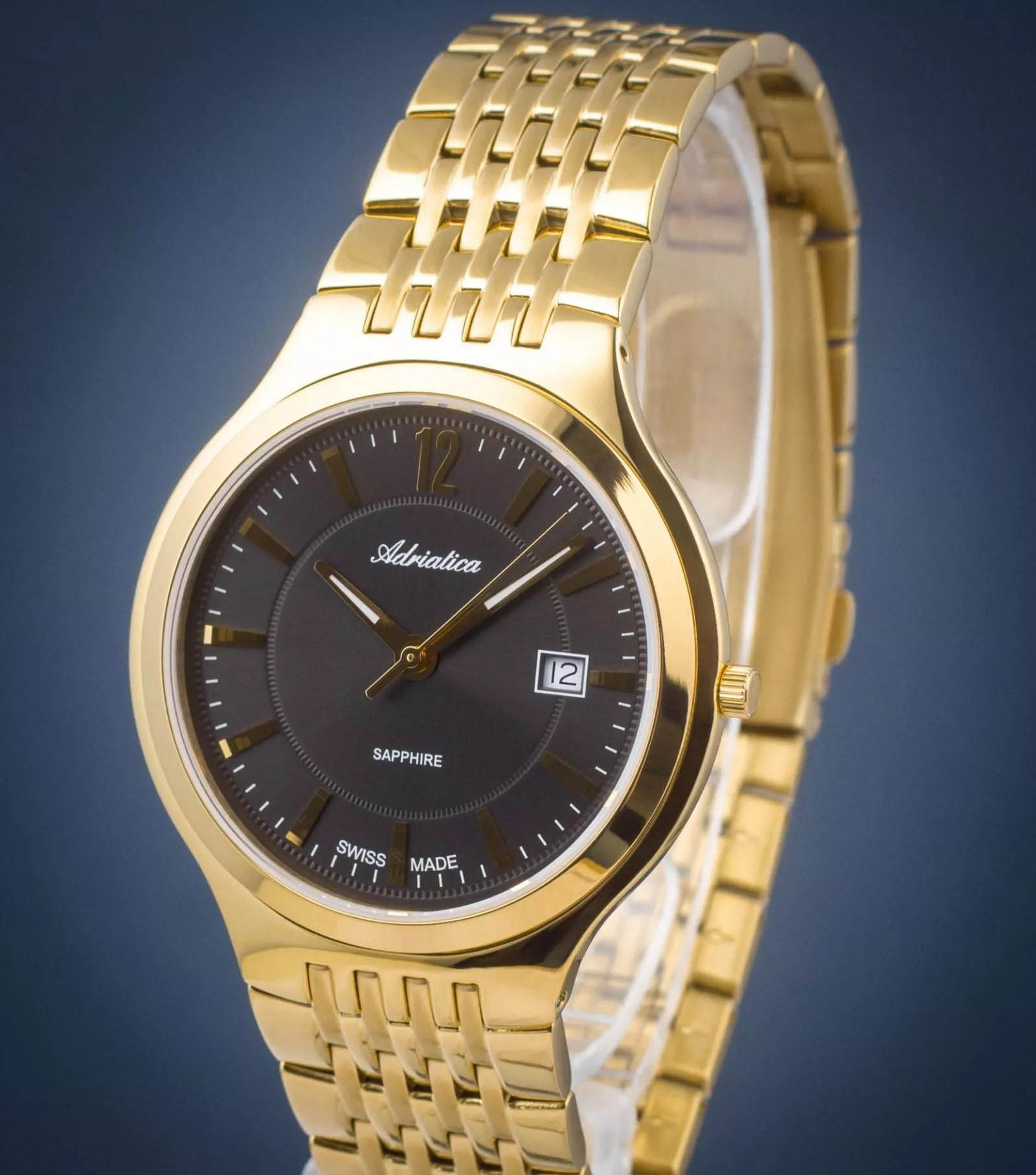 Adriatica Adriatica Premiere A8296.1156Q,  швейцария мужские часы на браслете сталь c pvd покрытием боковой вид