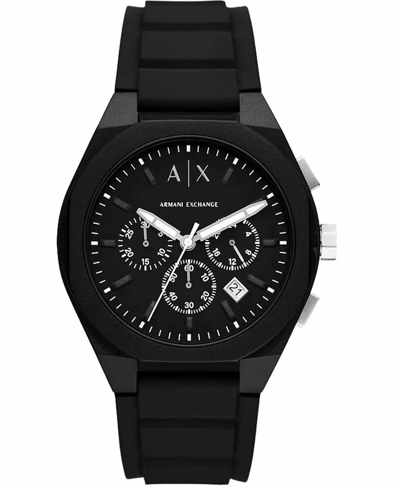 Armani Exchange Armani Exchange Rafael AX4161  AX4161 кварцевые мужские часы черный циферблат, браслет силикон — вид спереди