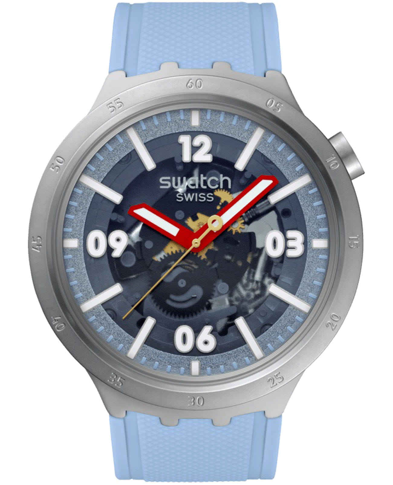 Swatch Swatch Big Bold Moment SB07S122  SB07S122 кварцевые мужские часы синий циферблат, браслет силикон — вид спереди
