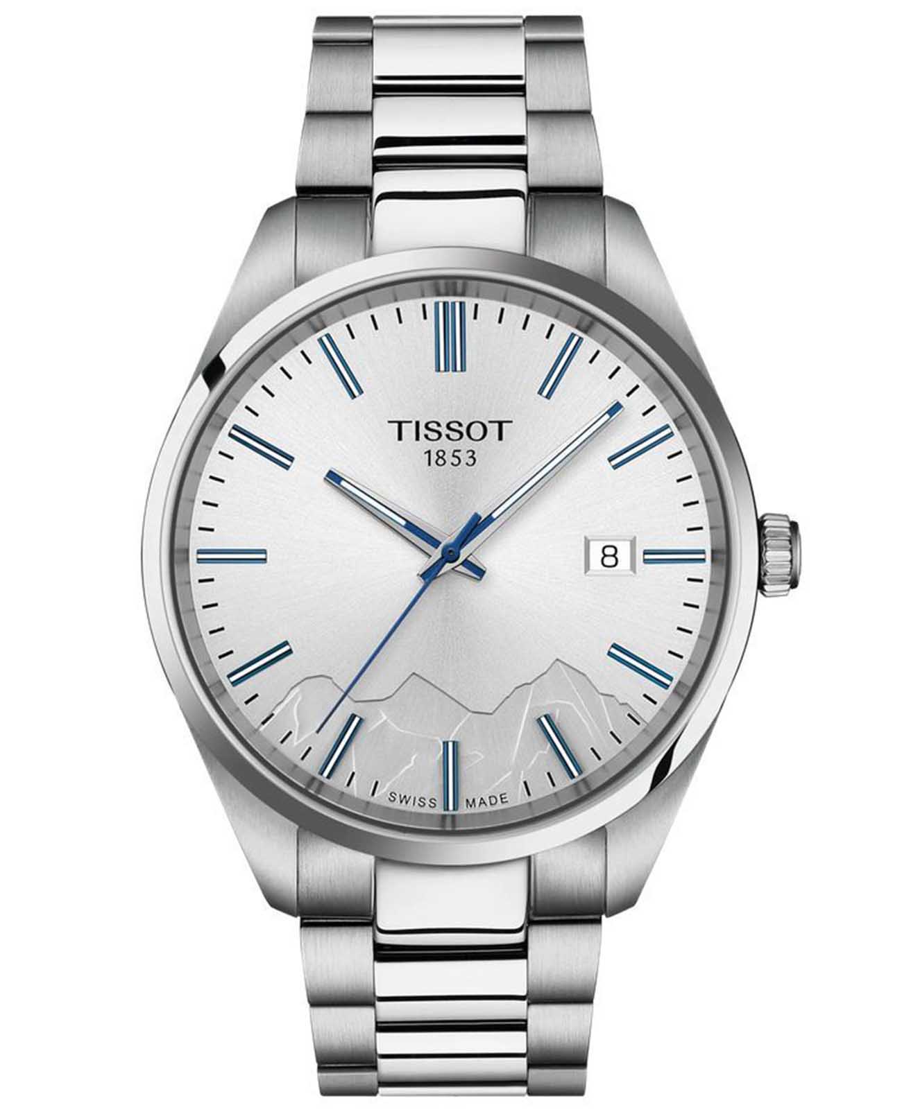 Tissot Tissot PR 100 Jungfraubahn Quartz 40mm T150.410.11.031.00 PR 100 T1504101103100 кварцевые мужские часы белый циферблат, браслет нержавеющая сталь — вид спереди