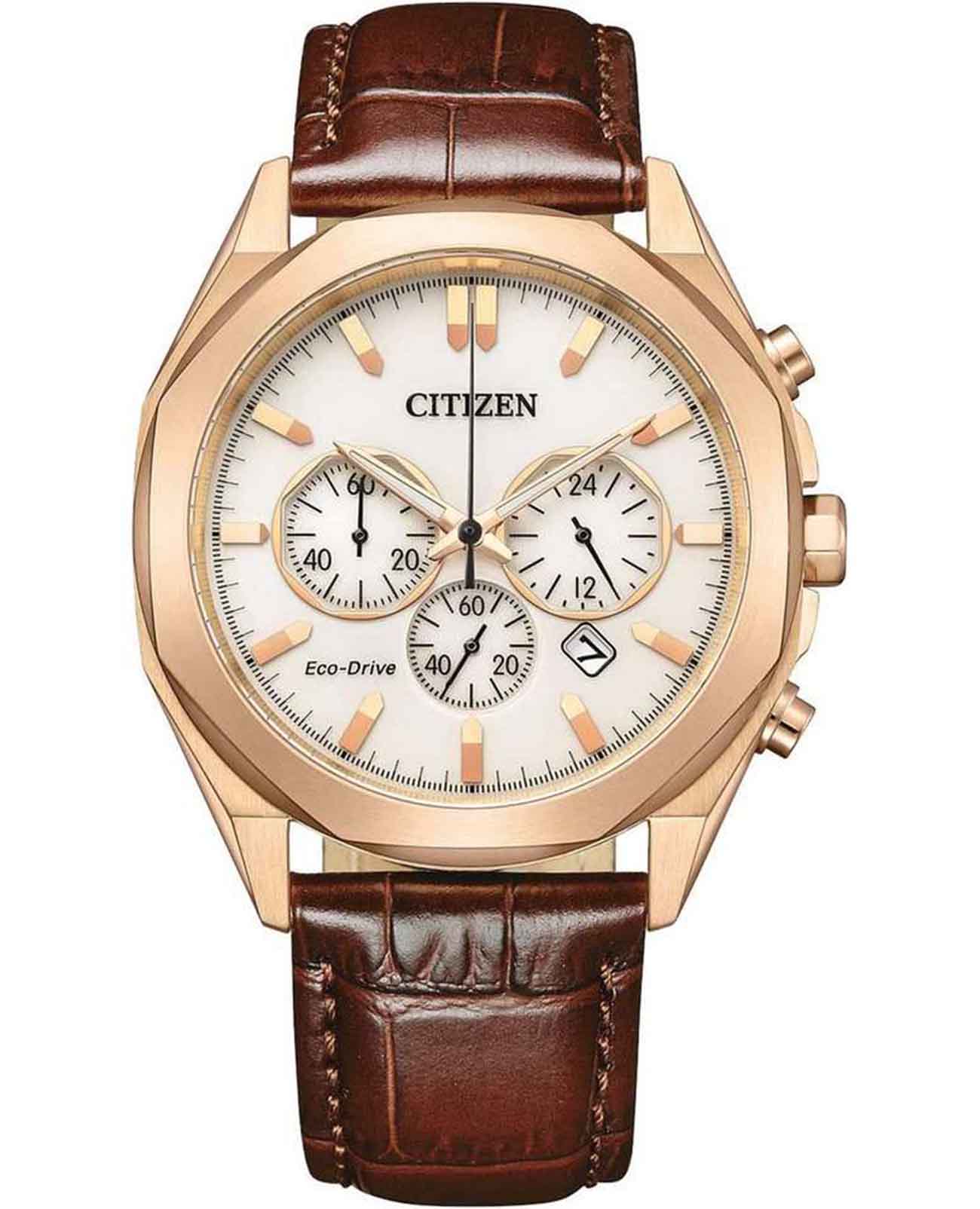 Citizen Citizen Eco-Drive CA4593-15A  CA4593-15A кварцевые мужские часы белый циферблат, браслет кожаный — вид спереди