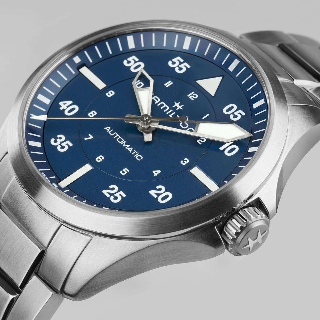 Hamilton Hamilton Khaki Aviation Pilot Auto H76305140 швейцария наручные мужские часы заводная головка с логотипом Hamilton