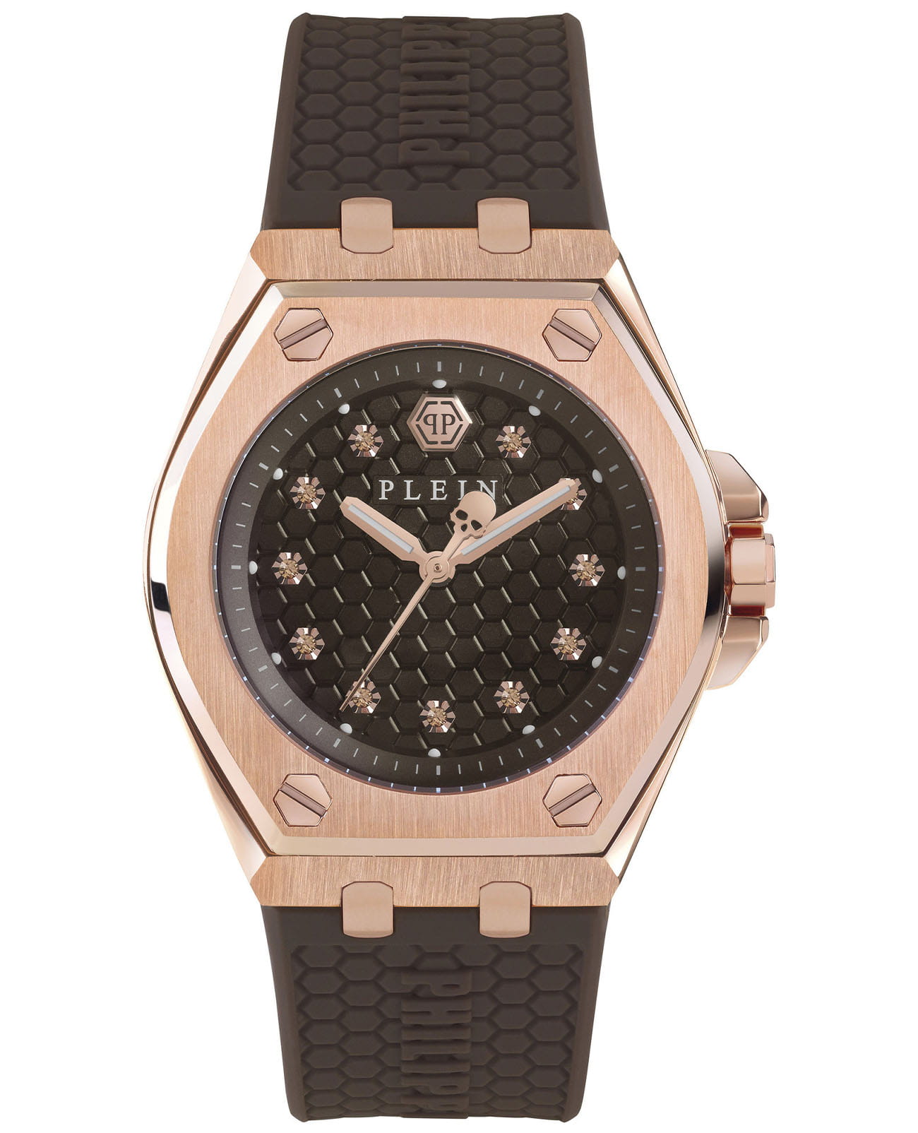 Philipp Plein Philipp Plein Extreme Lady PWJAA0422  PWJAA0422 кварцевые женские часы коричневый циферблат, браслет силикон — вид спереди