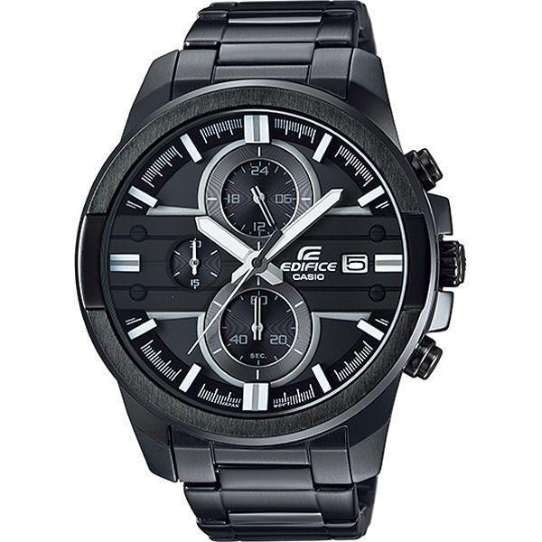 Casio Casio Edifice EFR-543BK-1A EFR EFR-543BK-1A8 кварцевые мужские часы черный циферблат, браслет 18-каратное желтое золото — вид спереди