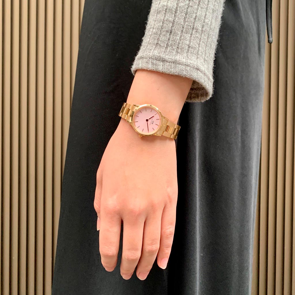 Daniel Wellington Daniel Wellington Iconic Link DW00100369 кварцевые женские часы часы крупный план розовый циферблата