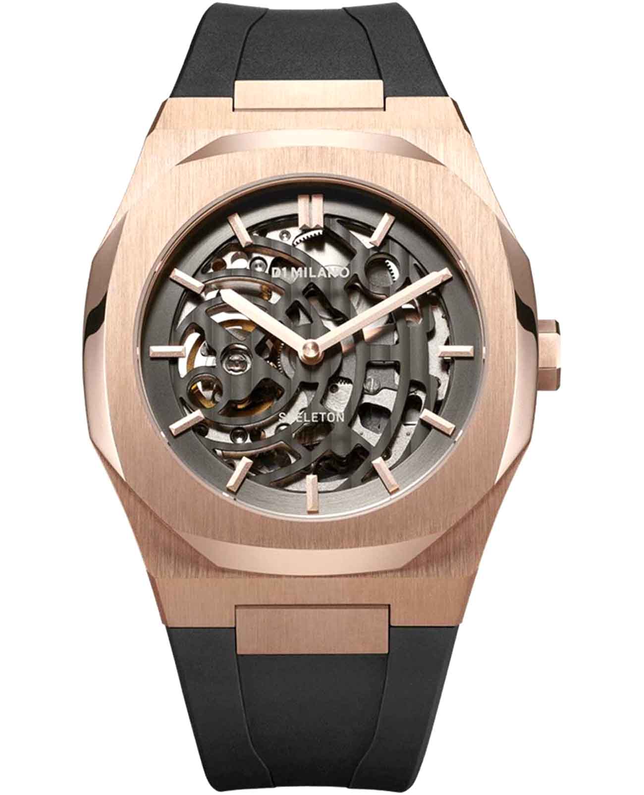 D1 Milano D1 Milano Skeleton SKRJ03  SKRJ03 механические мужские часы черный циферблат, браслет каучук — вид спереди