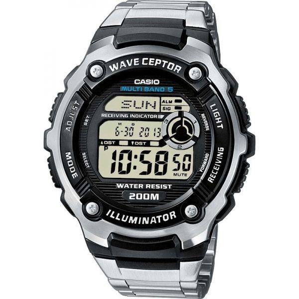 Casio CASIO WAVE CEPTOR WV-200DE-1A  WV-200DE-1A электронные мужские часы серый циферблат, браслет  — вид спереди
