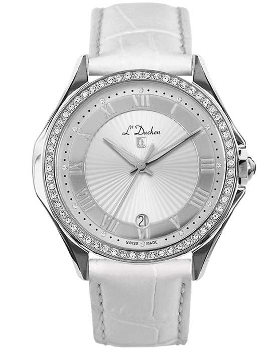 L'Duchen LDuchen D 291.16.33  D 291.16.33 кварцевые женские часы белый циферблат, браслет кожаный — вид спереди