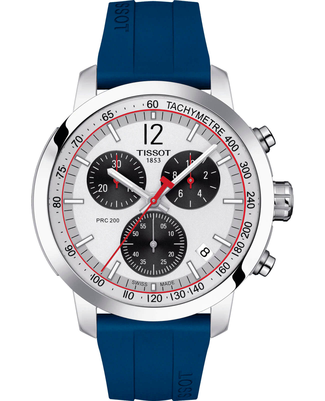 Tissot Tissot PRC 200 IIHF Special Edition T114.417.17.037.00 PRC 200 T1144171703700 кварцевые мужские часы белый циферблат, браслет каучук — вид спереди