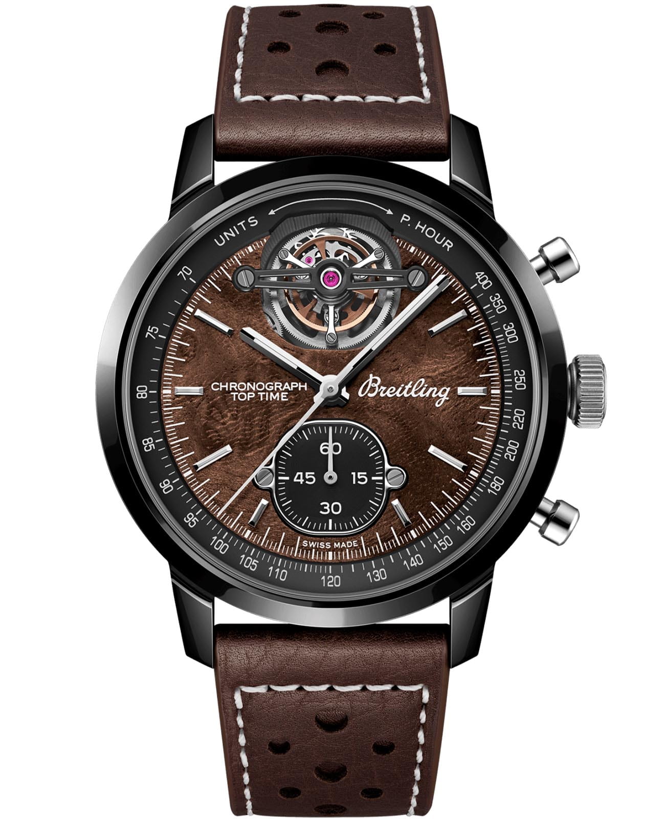 Breitling Breitling Top Time B21 Chevrolet Corvette SB21252A1Q1X1  SB21252A1Q1X1 механические мужские часы коричневый циферблат, браслет кожаный — вид спереди