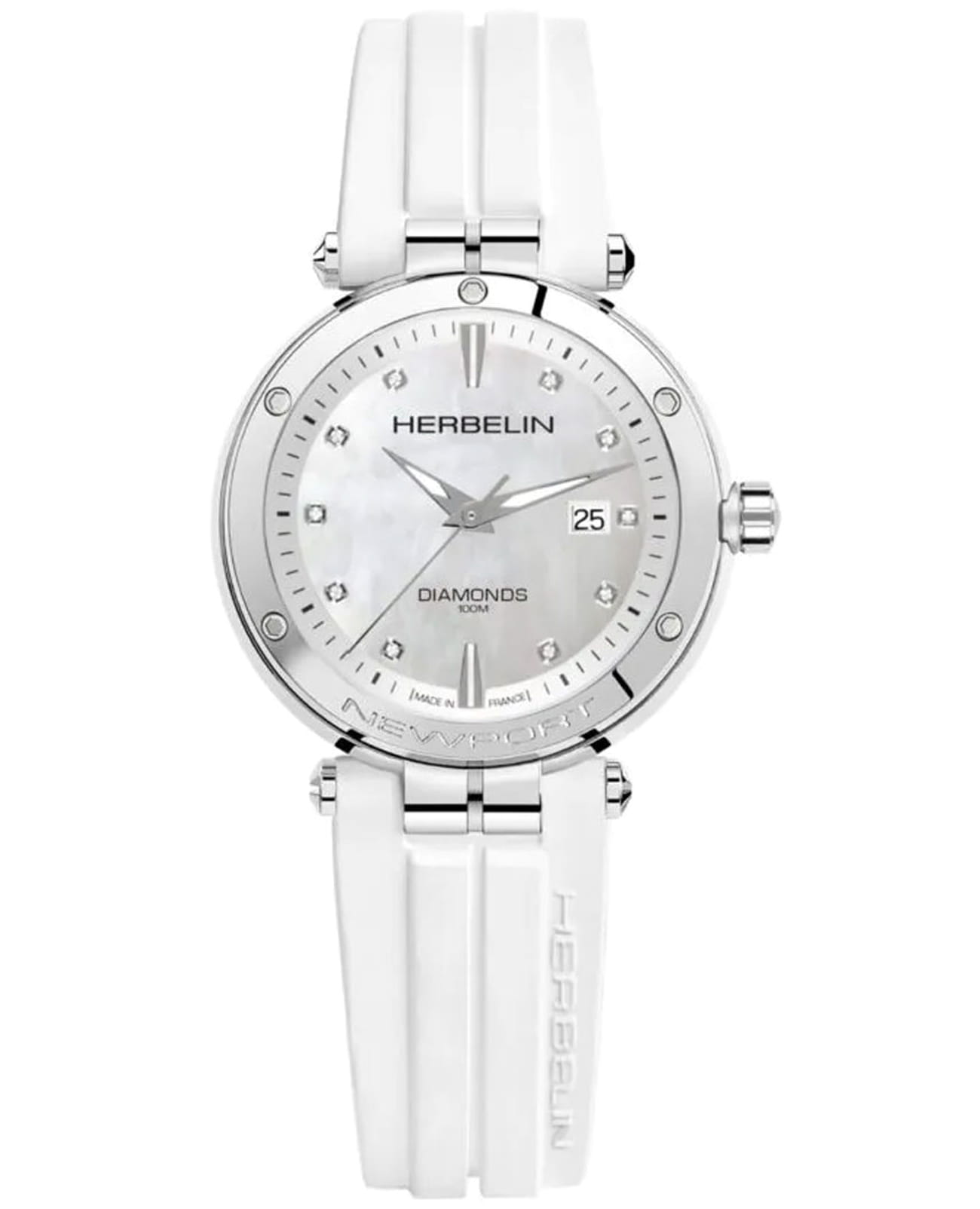 Herbelin Herbelin Newport 14288AP89CW  14288AP89CW кварцевые женские часы серебристый циферблат, браслет каучук — вид спереди