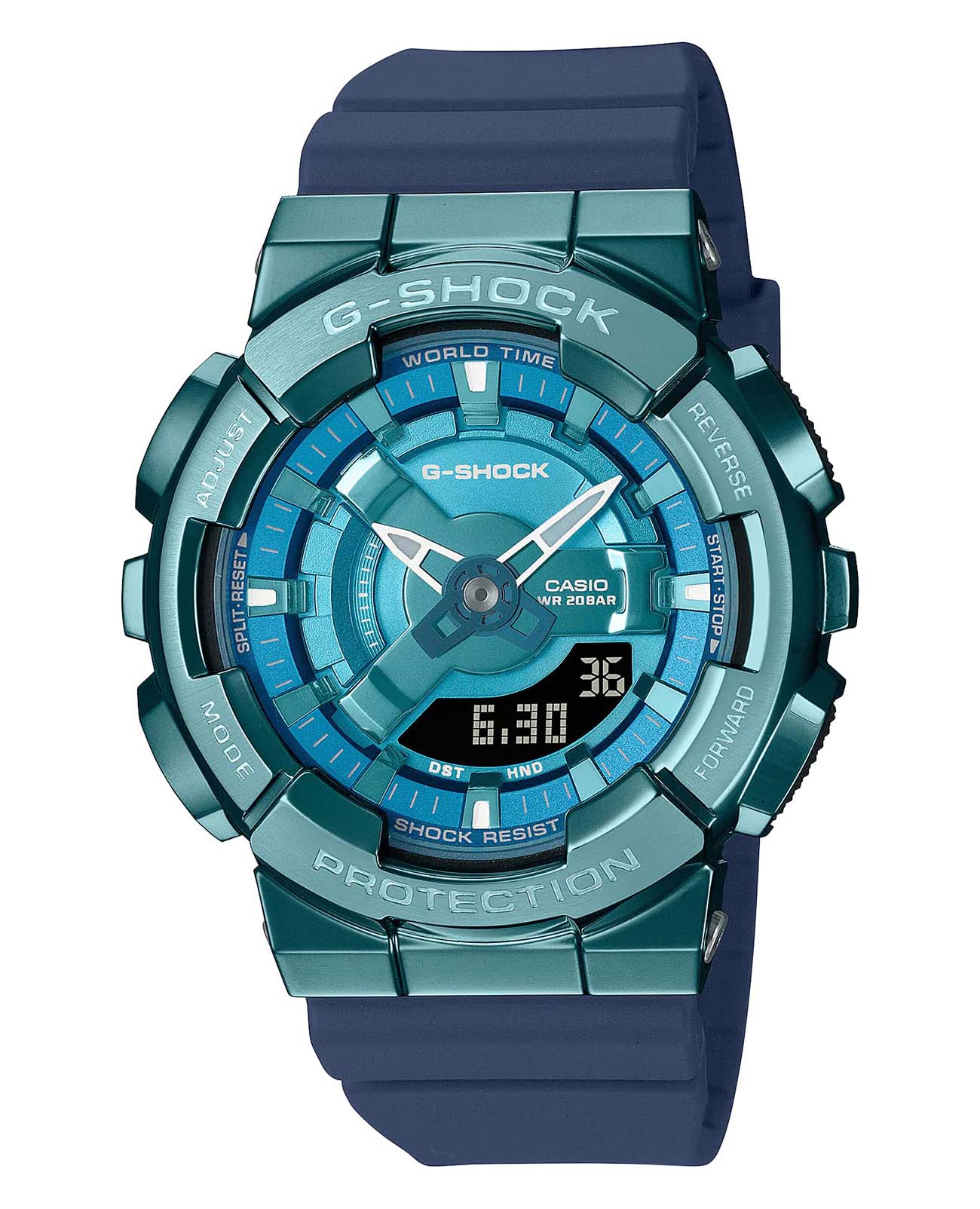Casio Casio G-Shock GM-S110LB-2ADR (GM-S110LB-2A) GM GM-S110LB-2A электронные мужские часы бирюзовый циферблат, браслет пластик — вид спереди