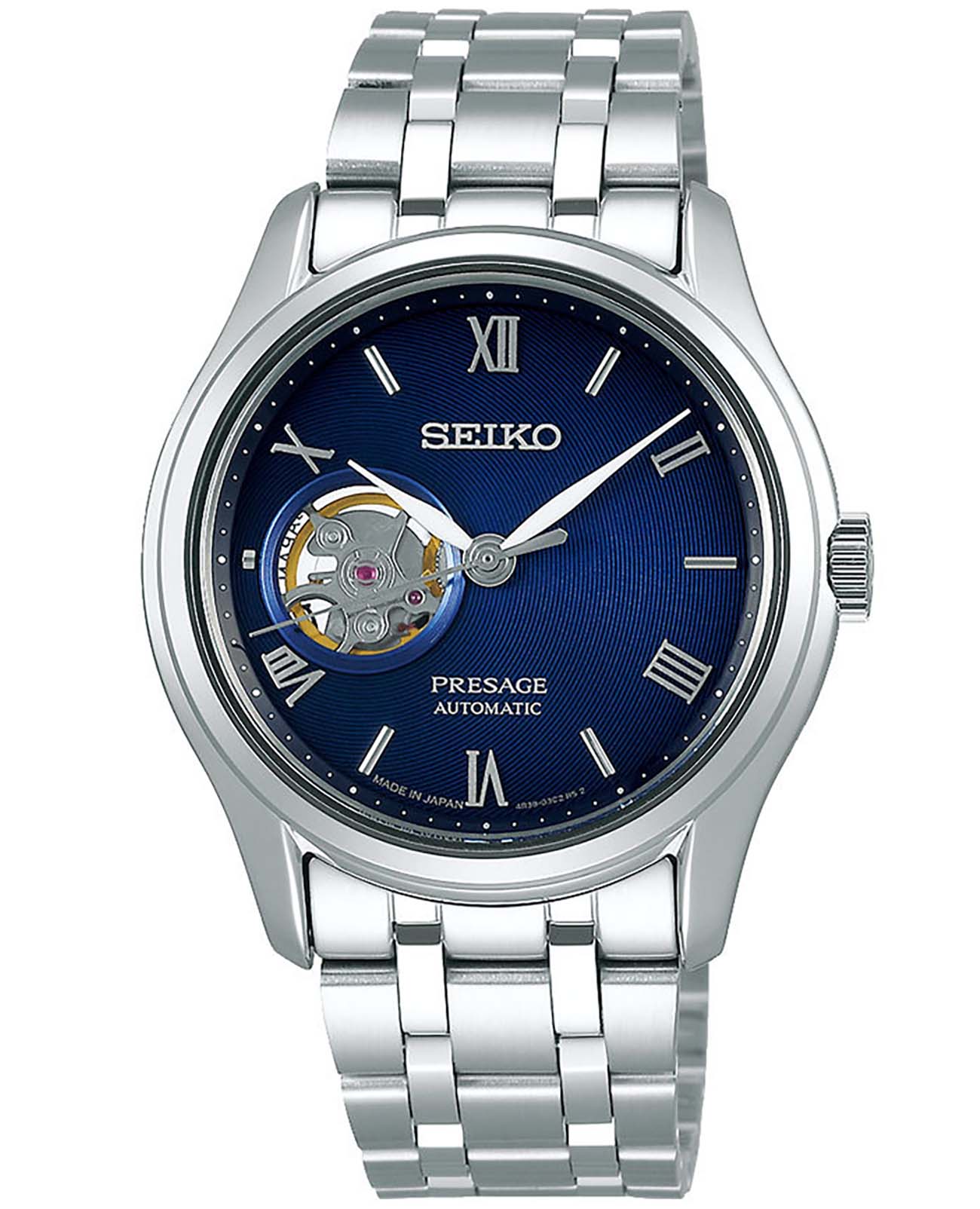 Seiko Seiko Presage SSA411J1  SSA411J1 механические женские часы синий циферблат, браслет нержавеющая сталь — вид спереди