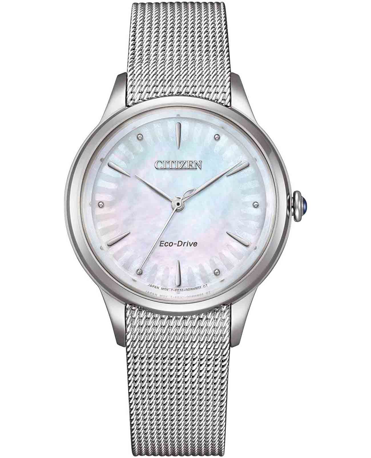 Citizen Citizen Citizen L EM1150-86D  EM1150-86D кварцевые женские часы перламутровый циферблат, браслет нержавеющая сталь — вид спереди