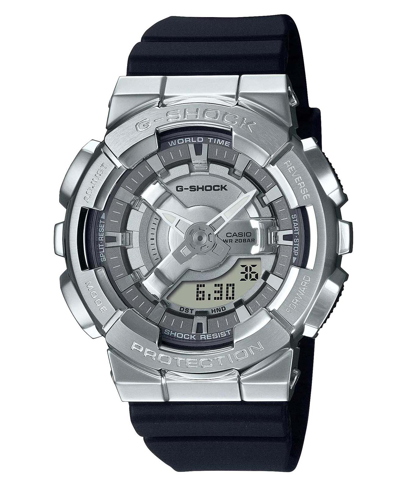 Casio Casio G-Shock GM-S110-1ADR (GM-S110-1A) GM GM-S110-1A электронные мужские часы черный циферблат, браслет пластик — вид спереди