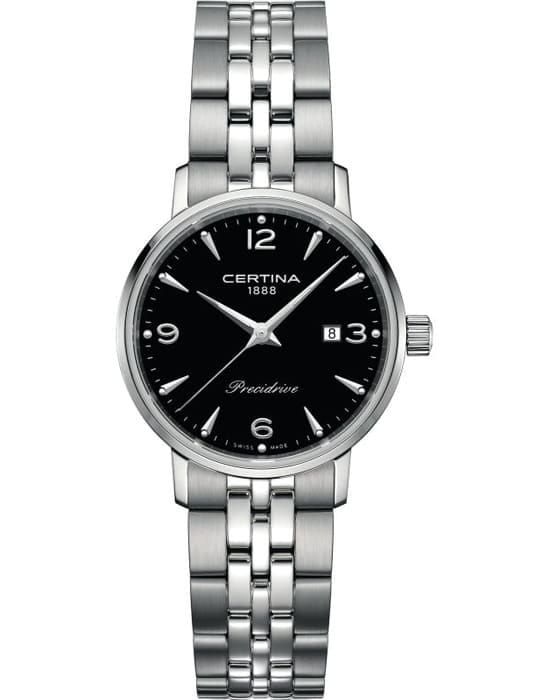 Certina Certina DS Caimano Lady C035.210.11.057.00 DS Caimano C0352101105700 кварцевые женские часы черный циферблат, браслет нержавеющая сталь — вид спереди
