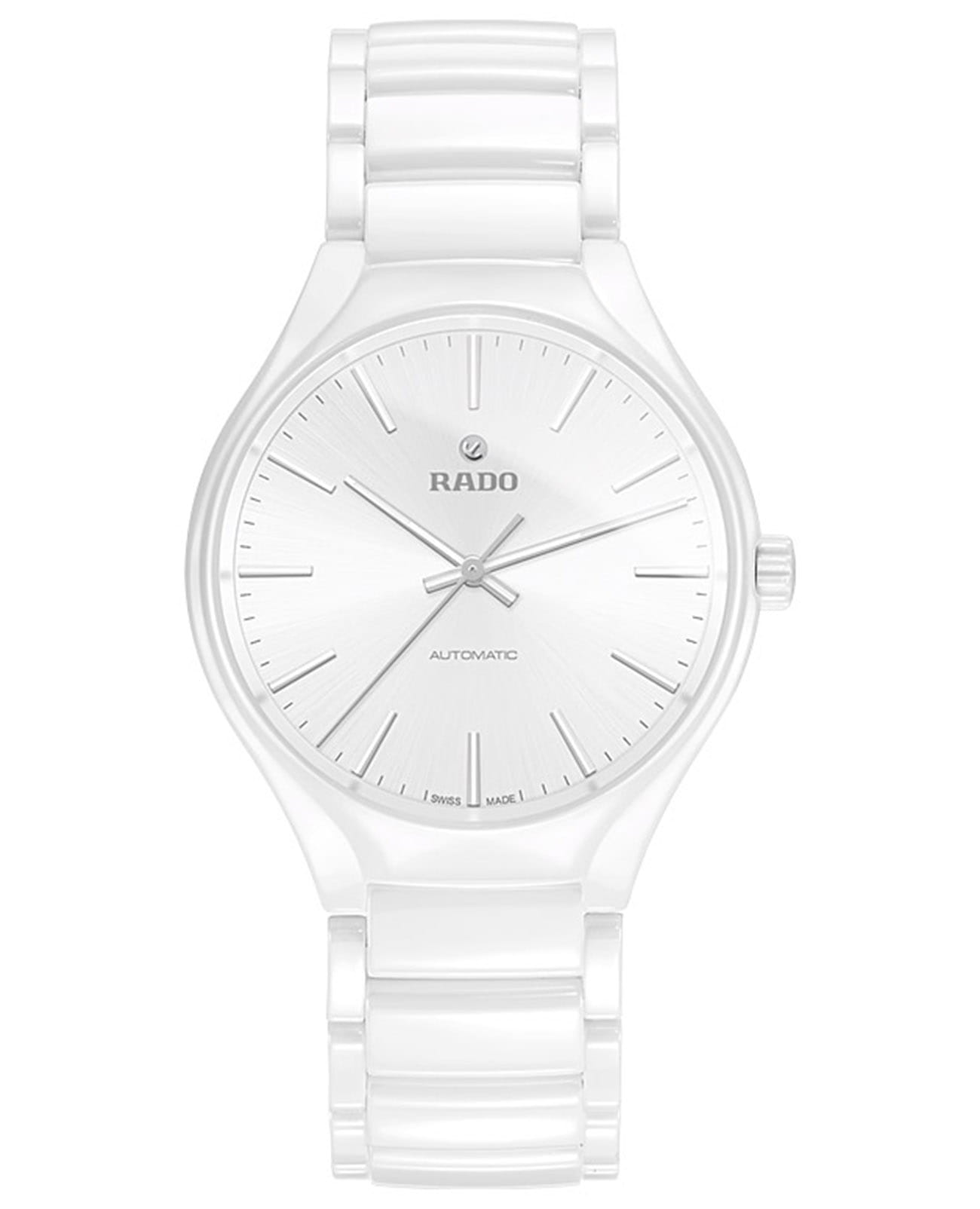 Rado Rado True Automatic R27058012 Automatic R27058012 механические мужские часы белый циферблат, браслет высокотехнологичная плазменная керамика — вид спереди