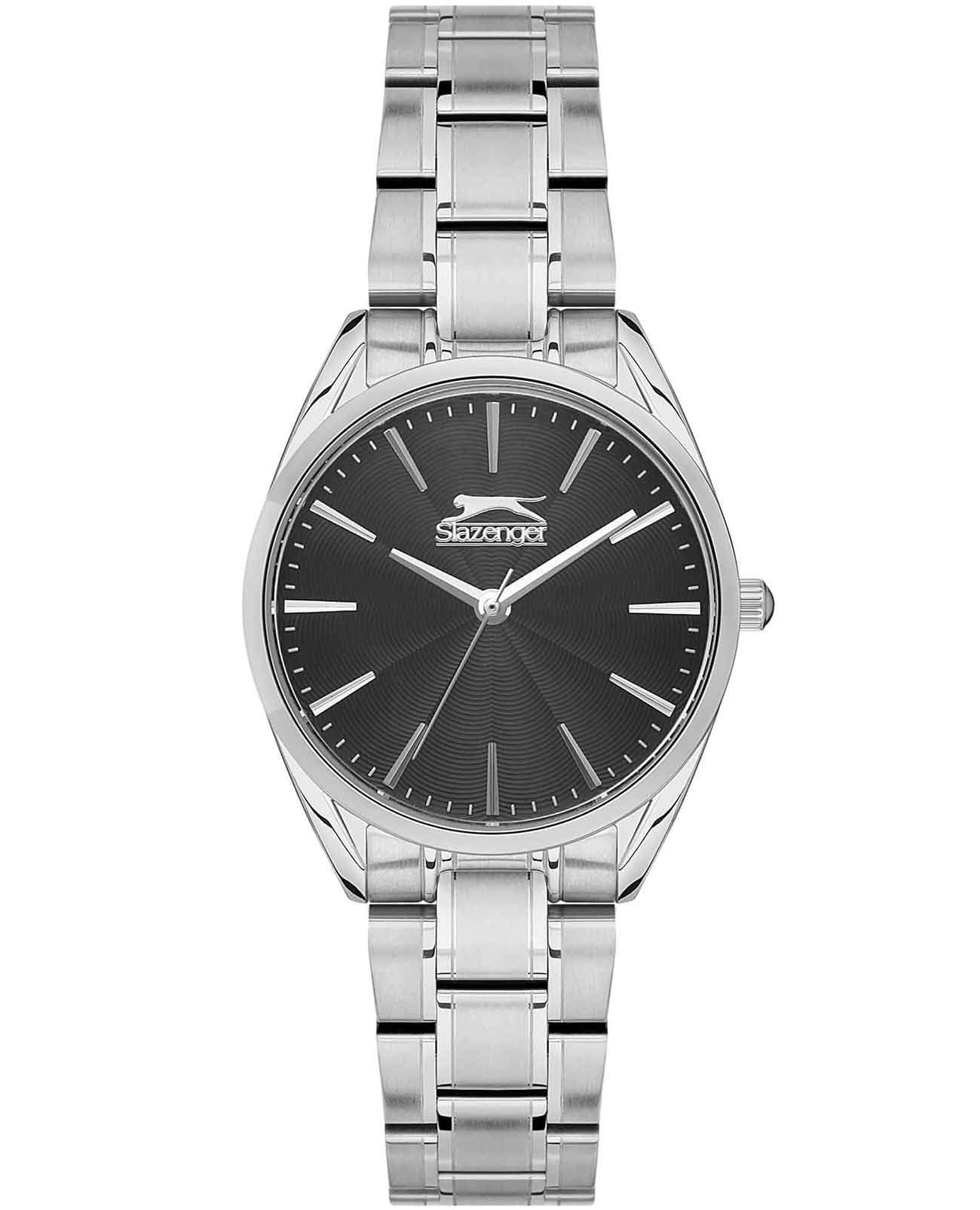 Slazenger Slazenger SL.09.2155.3.01  SL.09.2155.3.01 кварцевые женские часы черный циферблат, браслет суперметалл — вид спереди