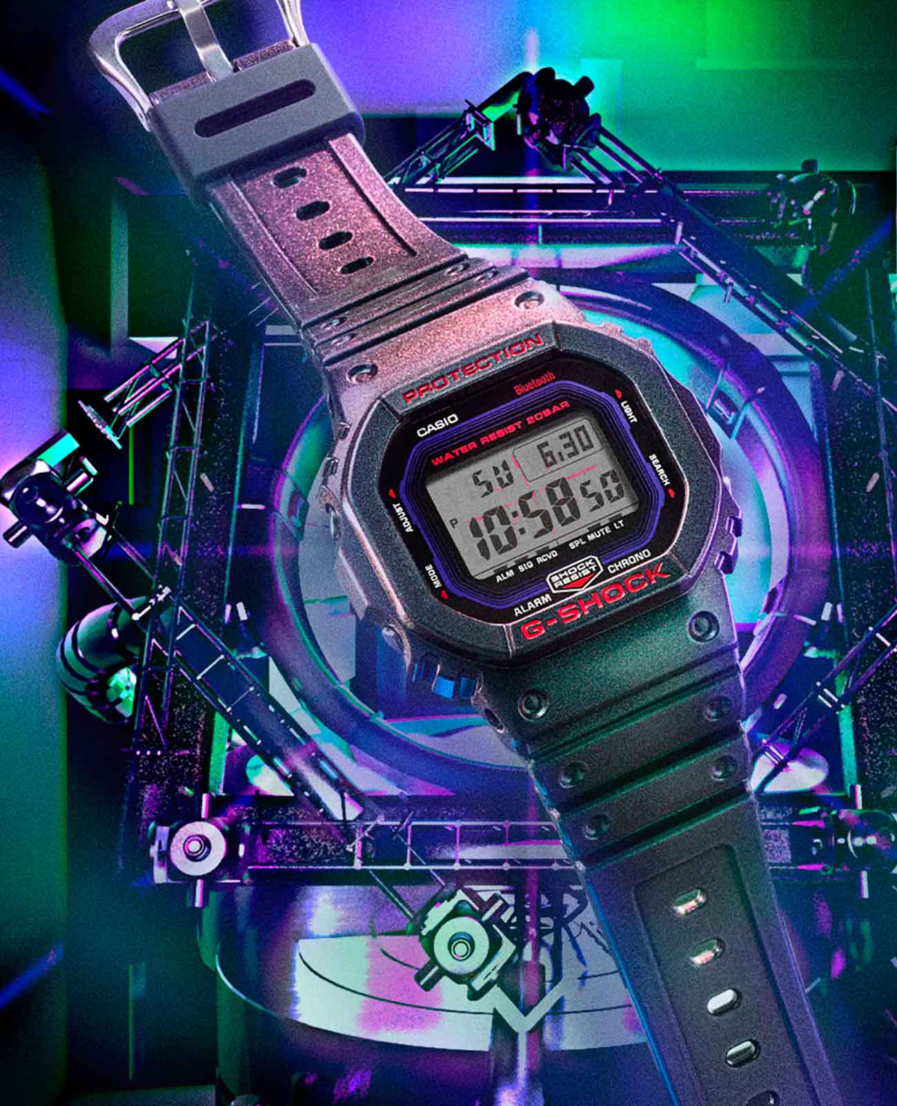 Casio Casio G-Shock DW-B5600AH-6DR (DW-B5600AH-6) электронные мужские часы часы крупный план  циферблата