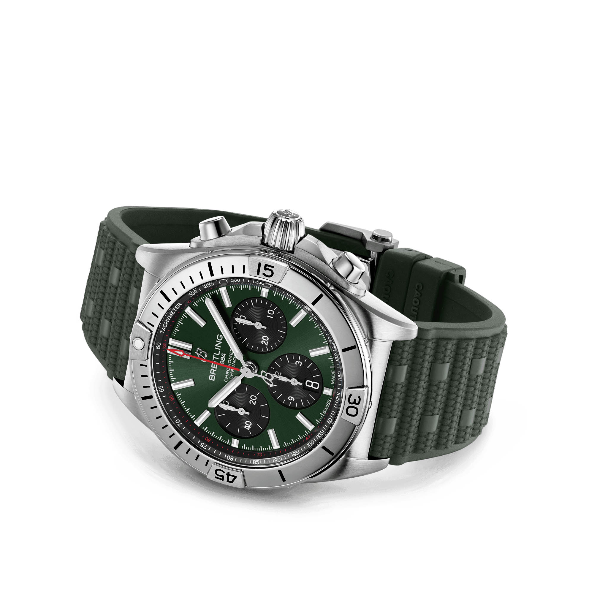 Breitling Breitling Chronomat B01 42 AB0134101L2S1, chronomat швейцария мужские часы на браслете каучук боковой вид