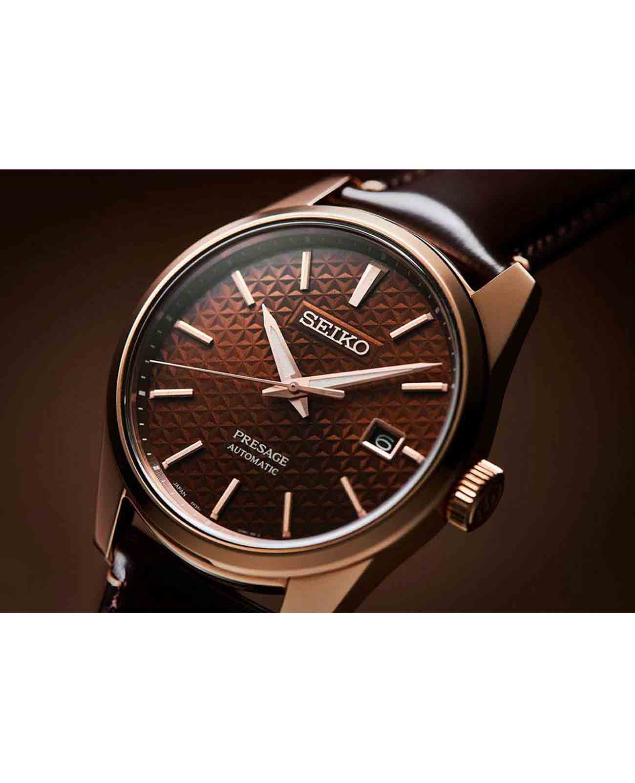 Seiko Seiko Presage Sharp Edged Series SPB170 мужские часы коричневый циферблат на запястье
