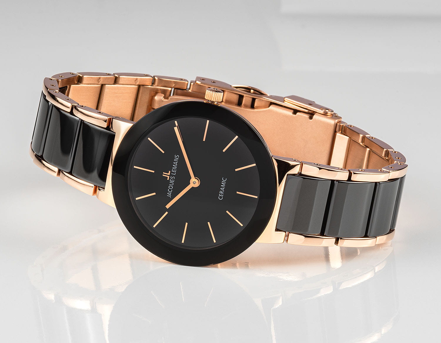 Jacques Lemans Jacques Lemans High Tech Ceramic 42-7C,  австрия женские часы на браслете керамика боковой вид