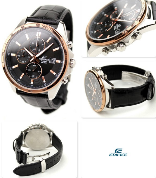 Casio Casio Edifice EFR-512L-1A, edifice япония мужские часы на браслете кожаный боковой вид