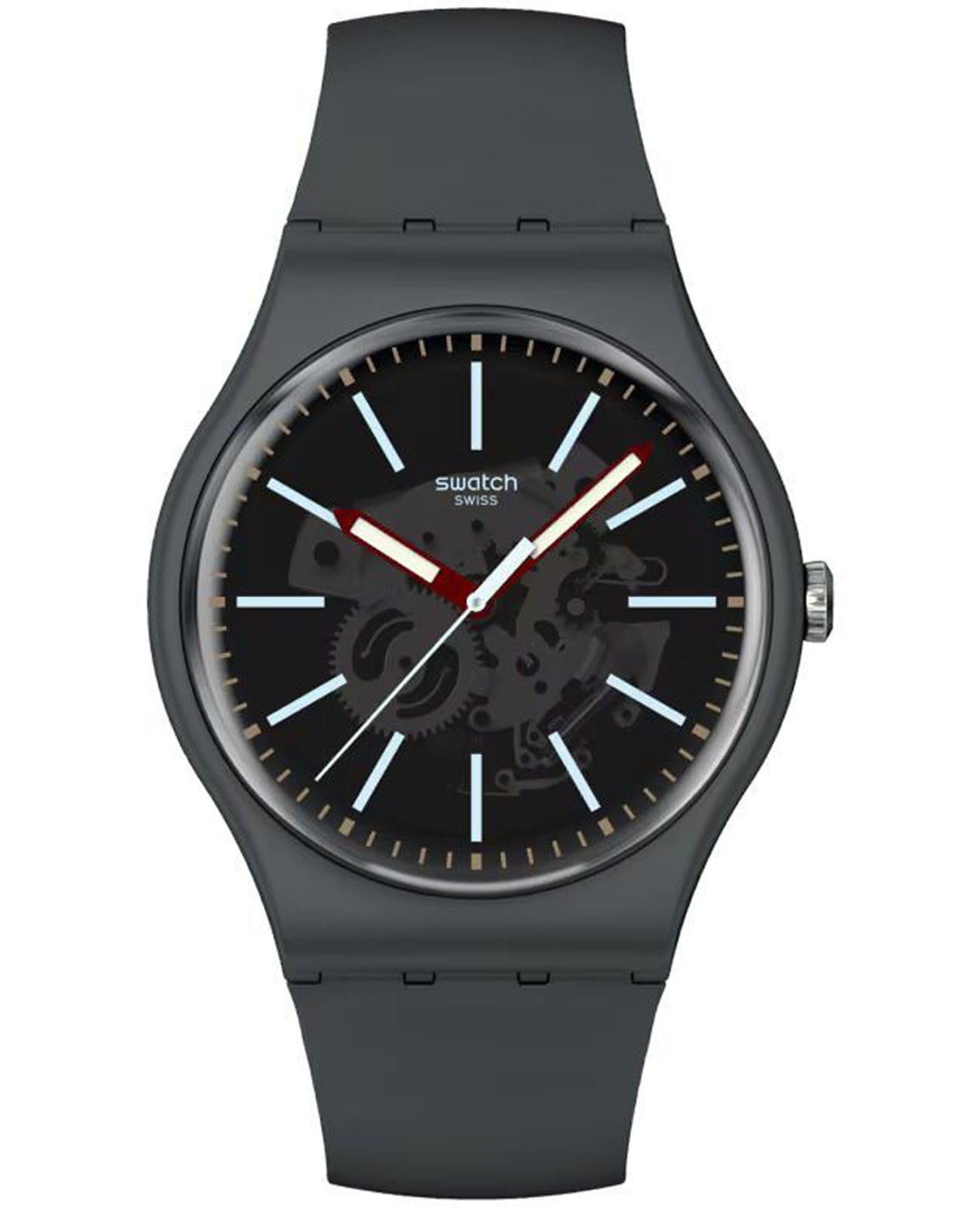 Swatch Swatch New Gent Biosourced Lacquered SO29A101  SO29A101 кварцевые женские часы серый циферблат, браслет биоматериал — вид спереди