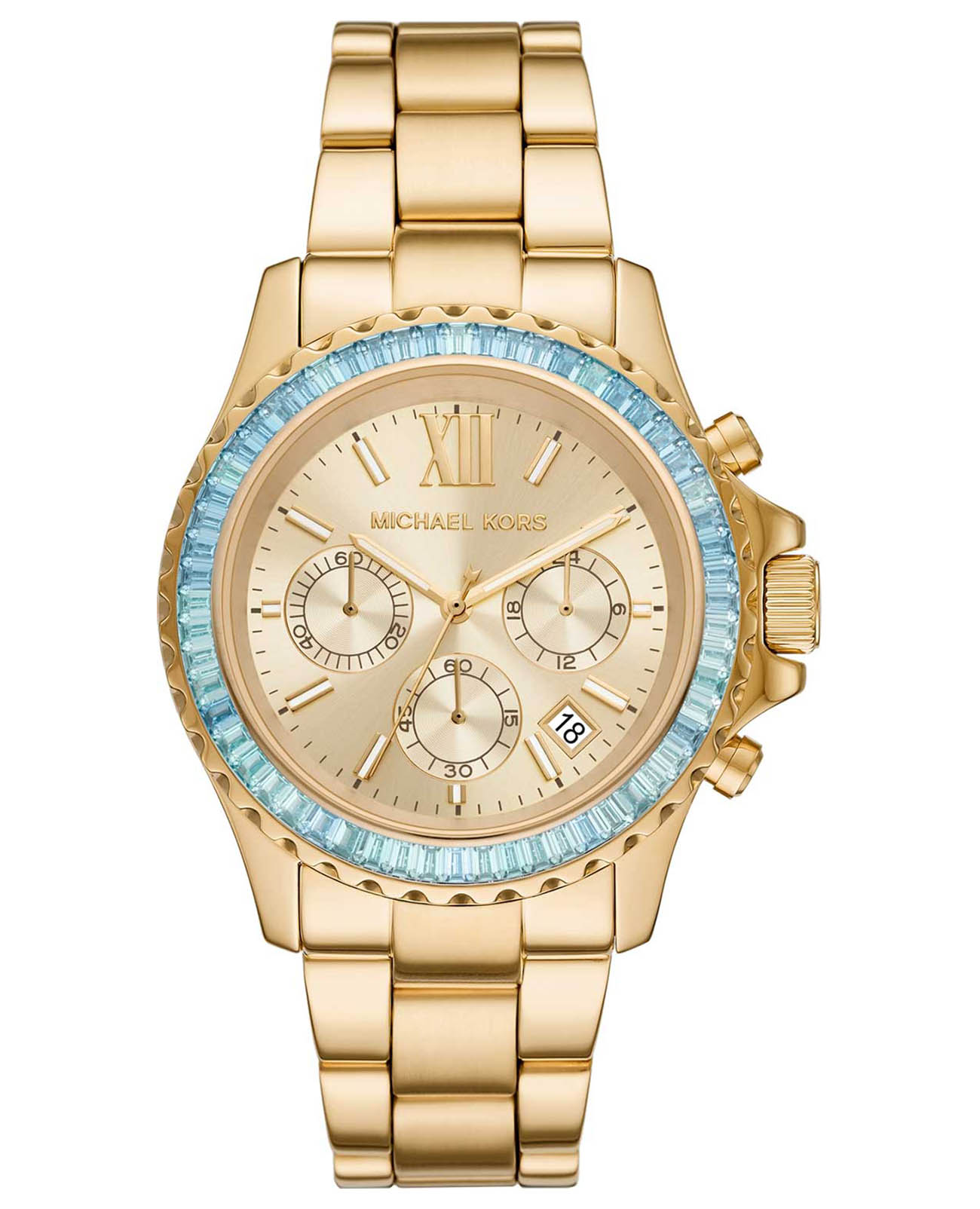 Michael Kors Michael Kors Everest MK7210  MK7210 кварцевые женские часы розовый циферблат, браслет сталь c pvd покрытием — вид спереди