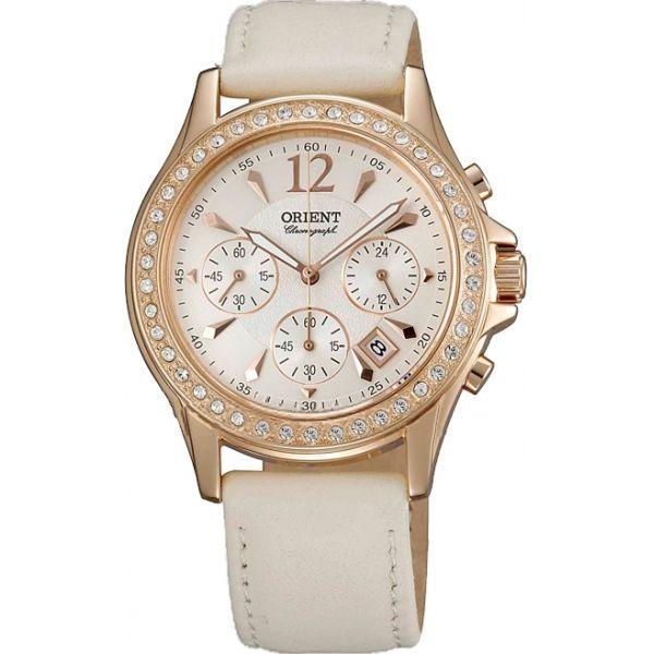 Orient Orient TW00002W (FTW00002W)  FTW00002W  женские часы белый циферблат, браслет кожа + текстиль — вид спереди