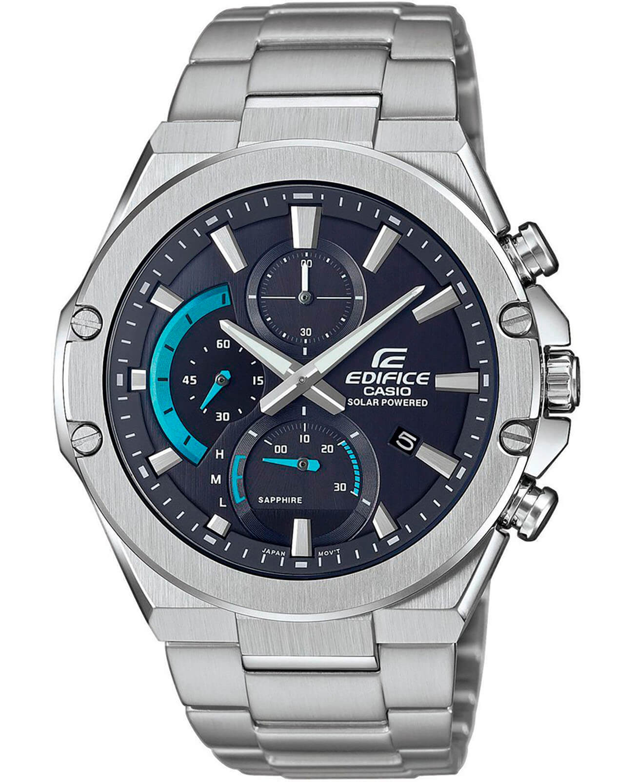 Casio Casio Edifice EFS-S560D-1A EFS EFS-S560D-1A кварцевые мужские часы черный циферблат, браслет нержавеющая сталь — вид спереди